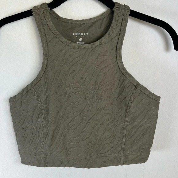 Twenty Montreal Bali Tiger 3D Women's Sports Bra Olive Green Crop Athletic Small - Picture 1 of 7